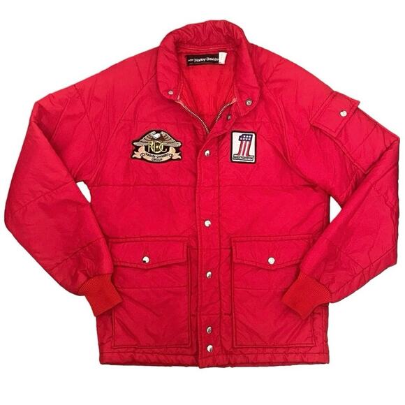 Vintage Harley Davidson AMF Puffer Coat Men M Red Owner Group Patch 70s USA Made - Picture 16 of 16